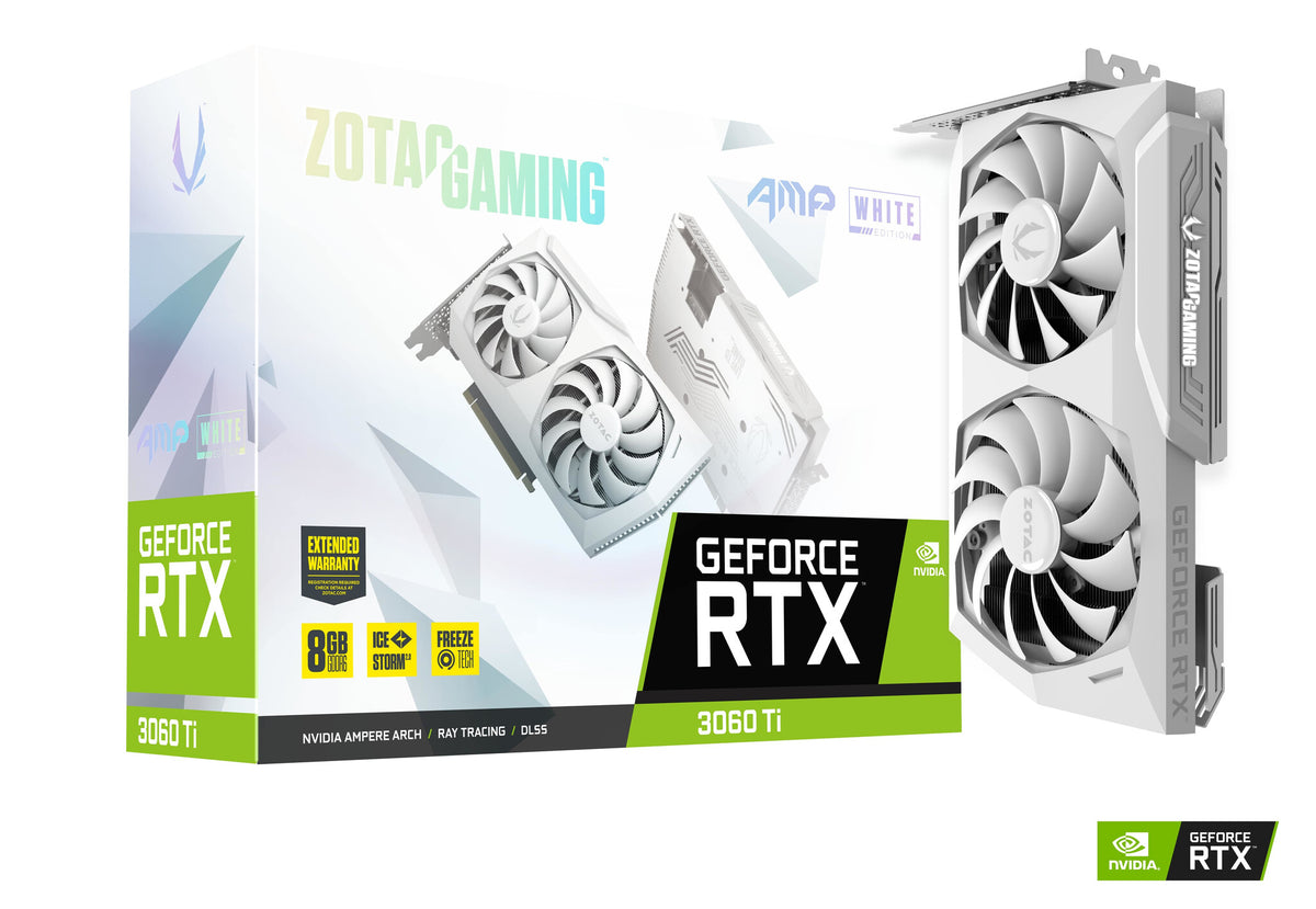 Zotac GAMING AMP White Edition LHR - NVIDIA 8 GB GDDR6 GeForce RTX 3060 Ti graphics card