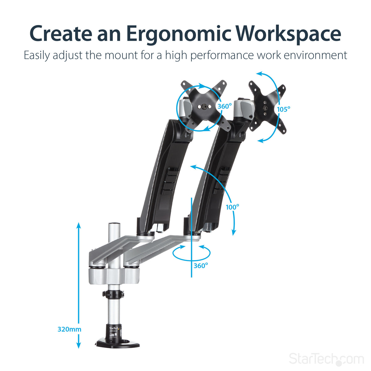 StarTech.com ARMDUAL30 - Desk monitor mount for 76.2 cm (30")