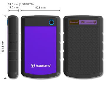 Transcend StoreJet 25H3 - 2.5&quot; External hard drive in Purple - 2TB