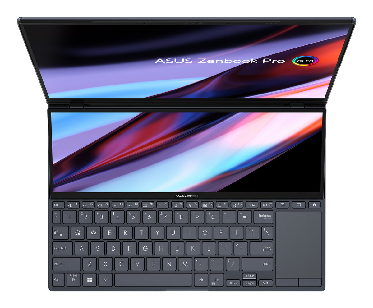 ASUS Zenbook Pro 14 Duo OLED Laptop - 36.8 cm (14.5") - Touchscreen - Intel® Core™ i9-12900H - 32 GB LPDDR5-SDRAM - 1 TB SSD - NVIDIA GeForce RTX 3050 Ti - Wi-Fi 6E - Windows 11 Home - Black