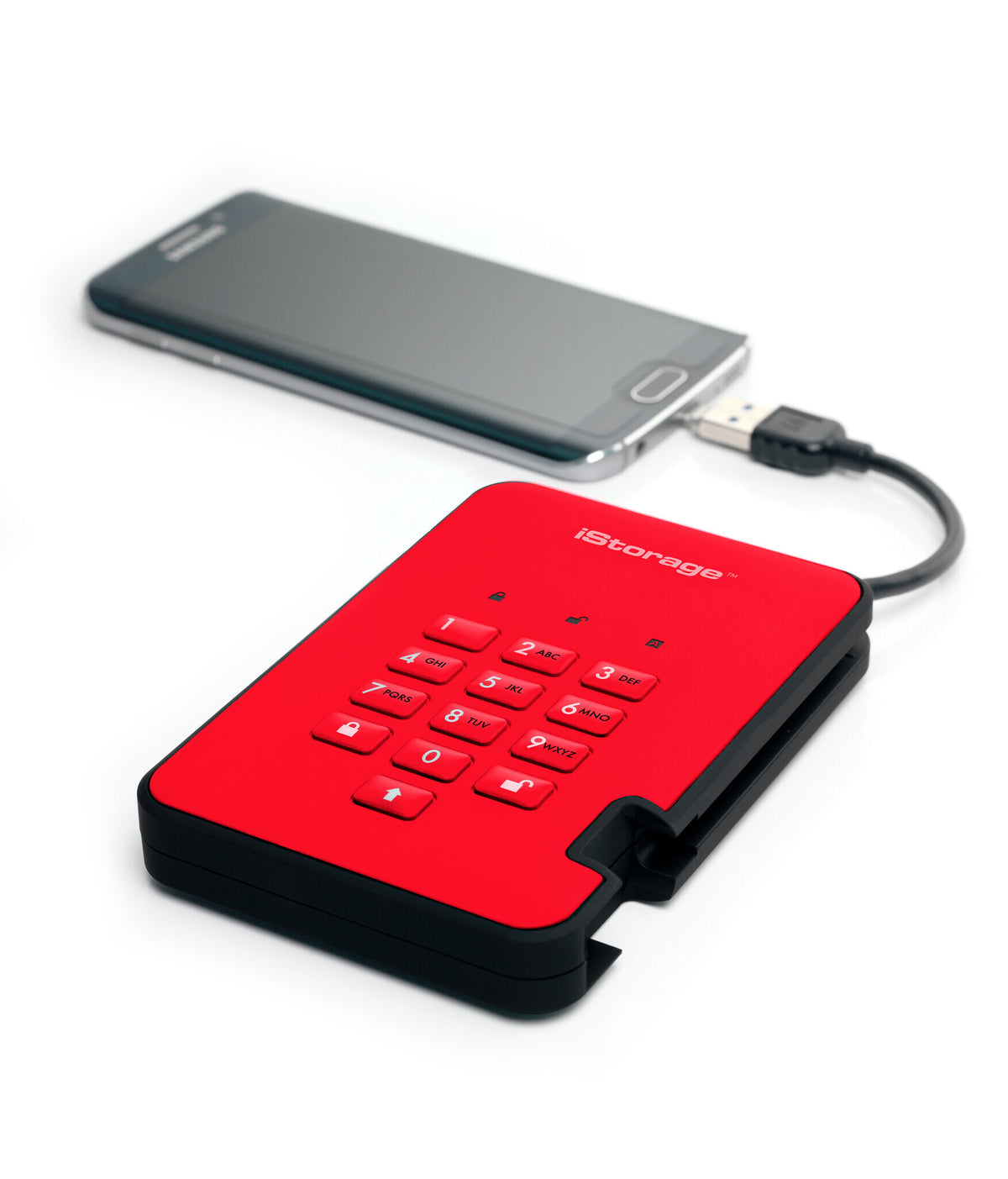 iStorage diskAshur2 - Secure Encrypted External hard drive in Red - 500 GB