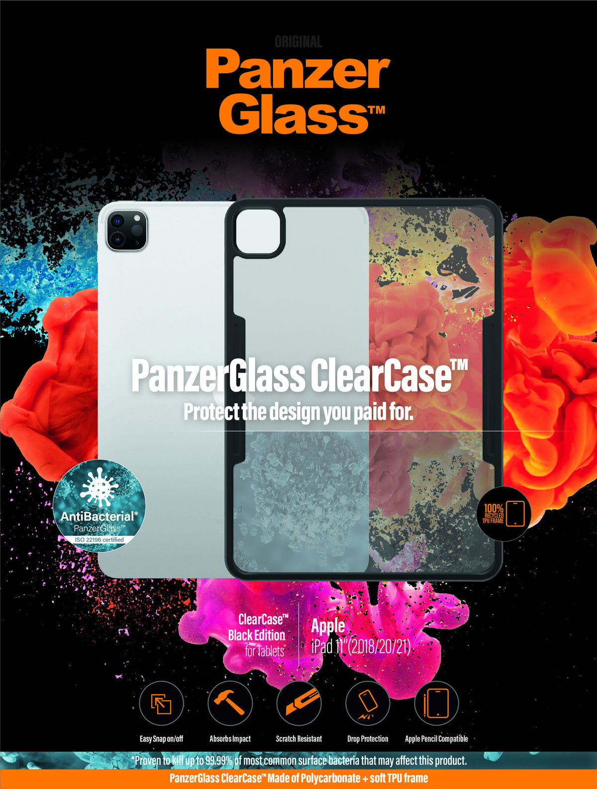 PanzerGlass ® ClearCase™ for 11" iPad in Black / Transparent