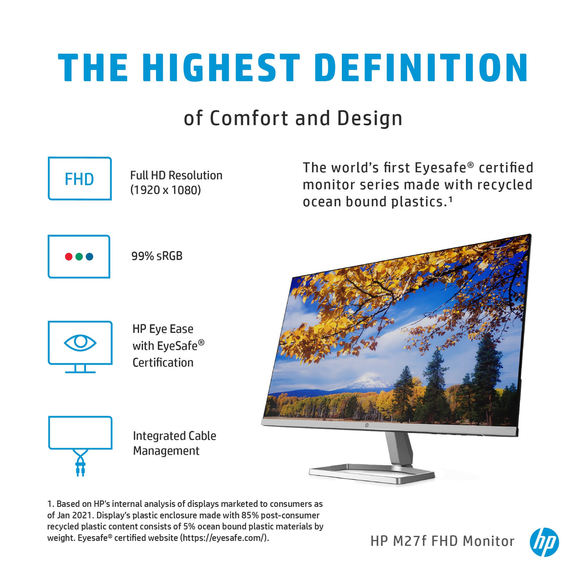HP M27F - 68.6 cm (27") - 1920 x 1080 pixels Full HD LCD Monitor