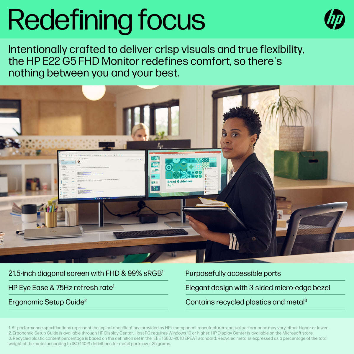 HP E-Series E22 G5 - 54.6 cm (21.5") - 1920 x 1080 pixels Full HD LED Monitor
