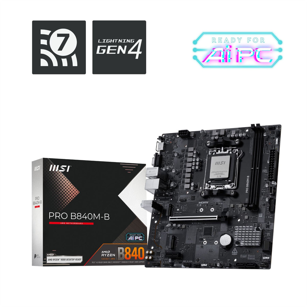 MSI PRO B840M-B motherboard AMD B840 Socket AM5 micro ATX