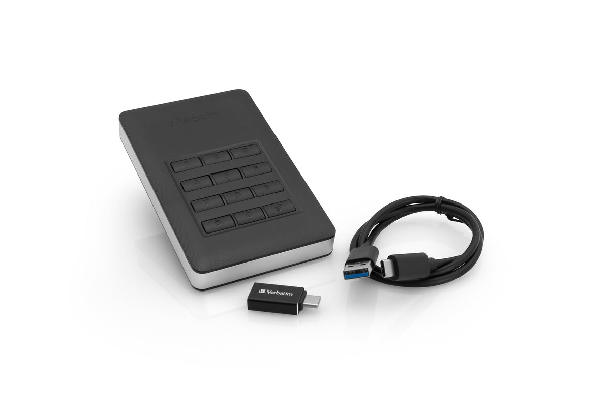 Verbatim Store 'n' Go Secure Portable HDD with Keypad Access in Black / Silver - 2 TB