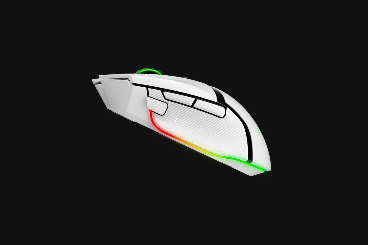 Razer Basilisk V3 Pro - RF Wireless + Bluetooth + USB Type-C Optical Mouse in White- 30,000 DPI