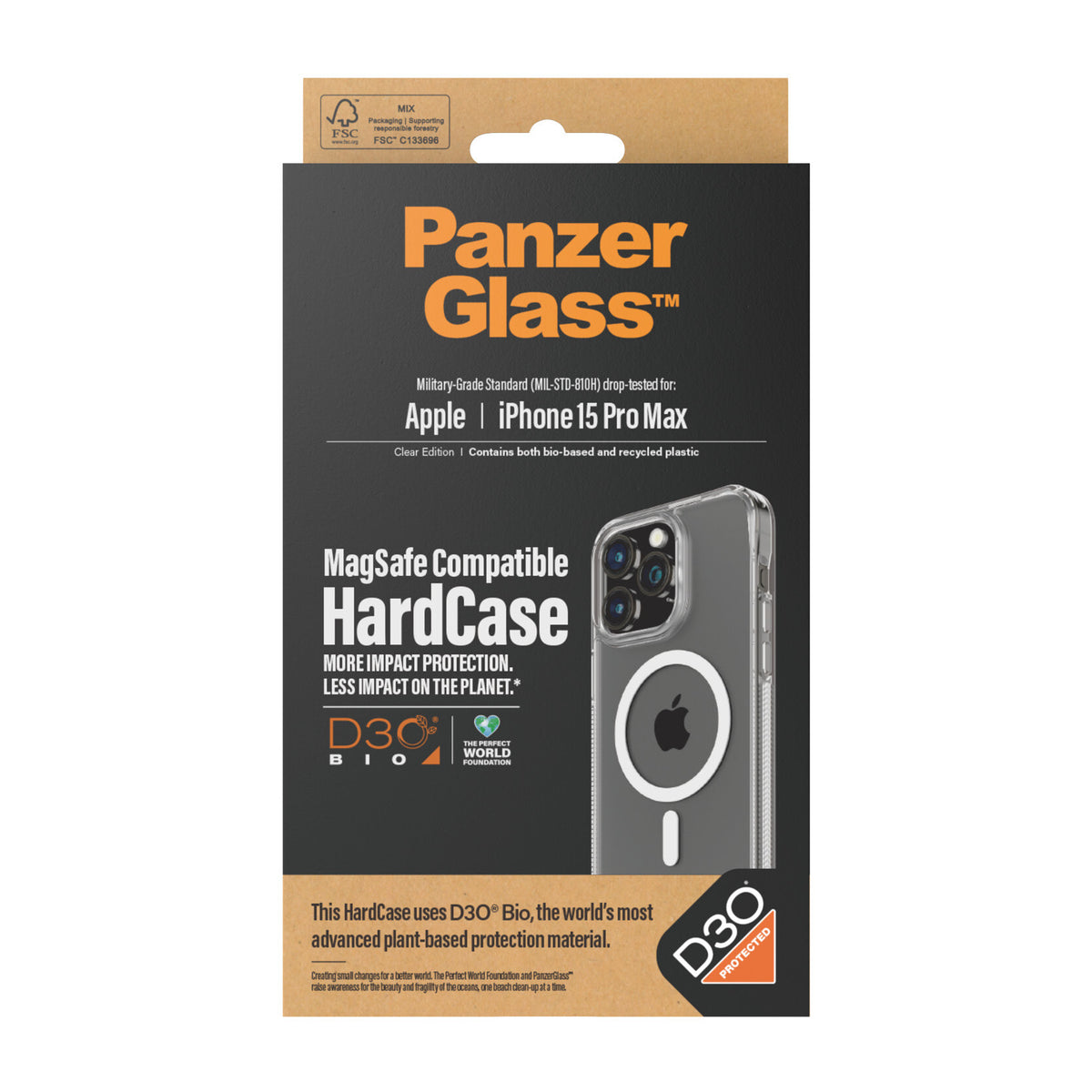 PanzerGlass ® HardCase MagSafe with D3O for iPhone 15 Pro Max in Transparent