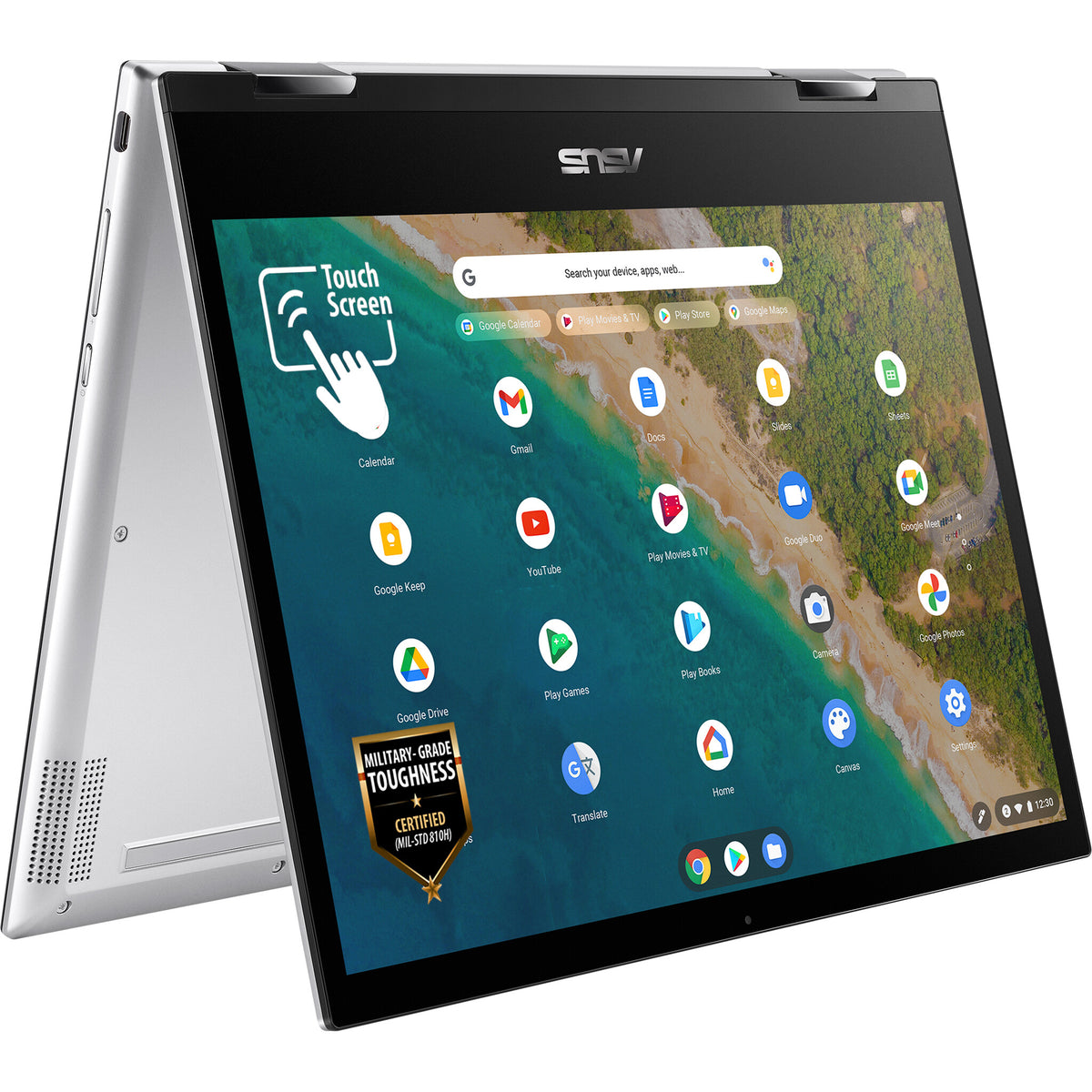 ASUS Chromebook Flip CM3 - 30.5 cm (12") - Touchscreen - MediaTek MT8192 - 4 GB LPDDR4x-SDRAM - 128 GB eMMC - Wi-Fi 5 - ChromeOS - Silver