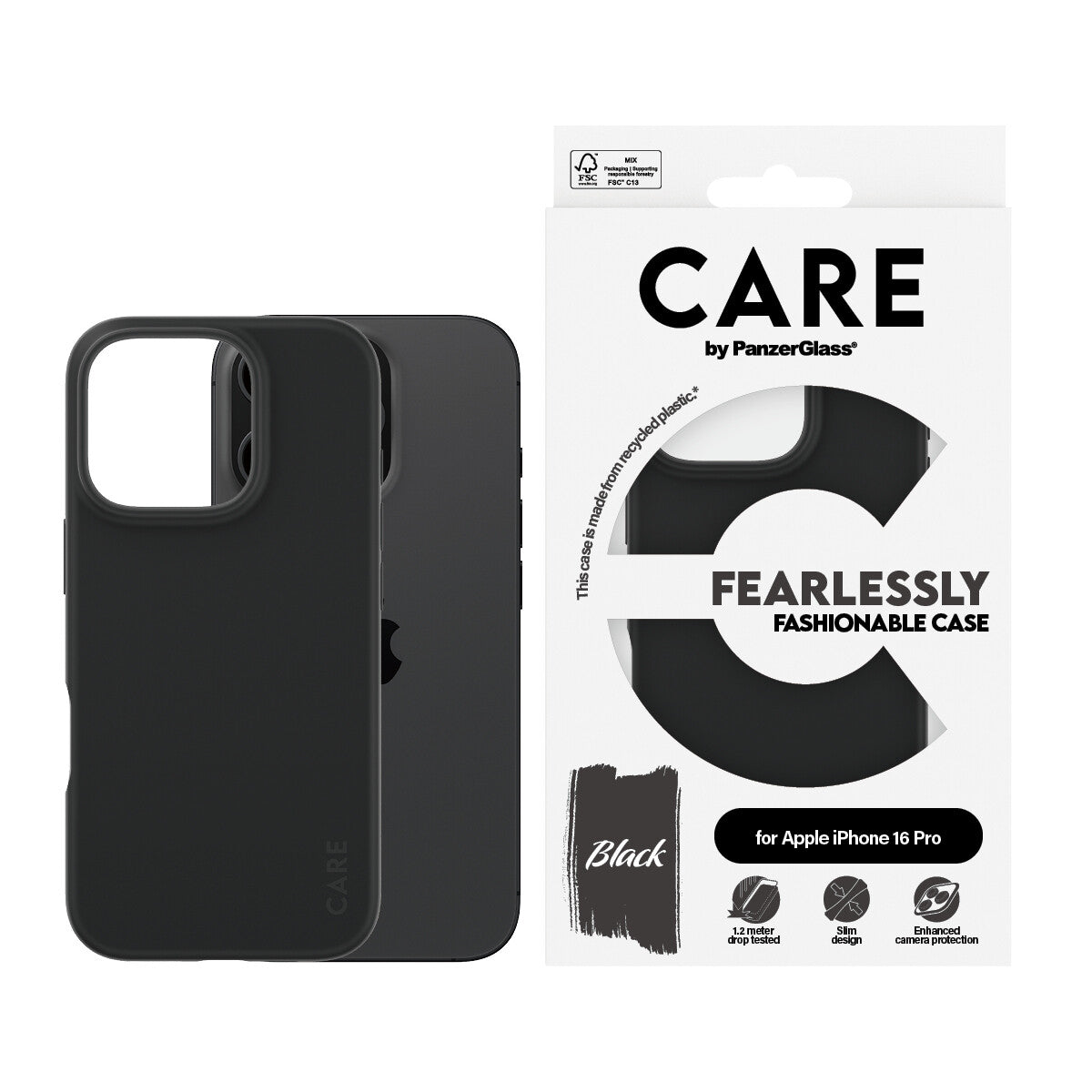 CARE by PanzerGlass® Fashionable Case for iPhone 16 Pro in Black