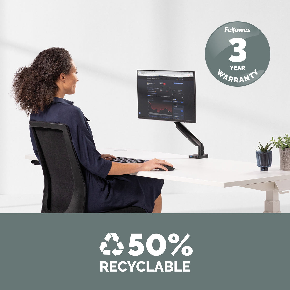 Fellowes Platinum Series 8043301 - Desk monitor mount for upto 81.3 cm (32")