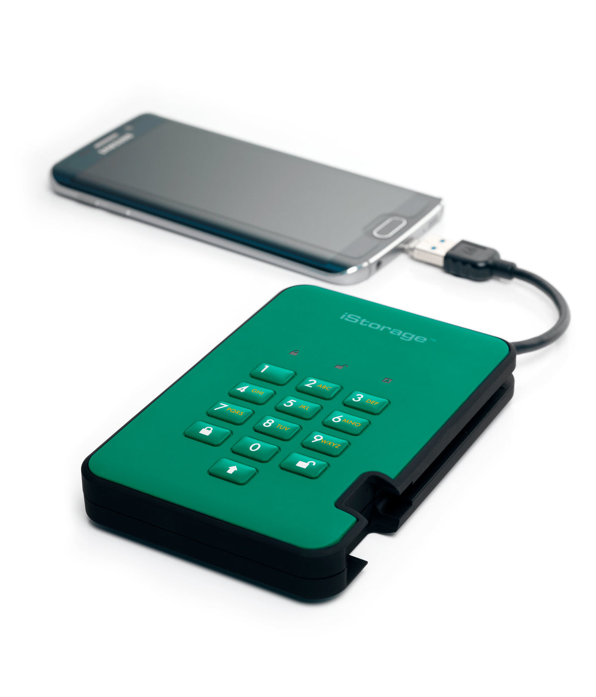 iStorage diskAshur2 - Secure Encrypted External hard drive in Green - 1 TB