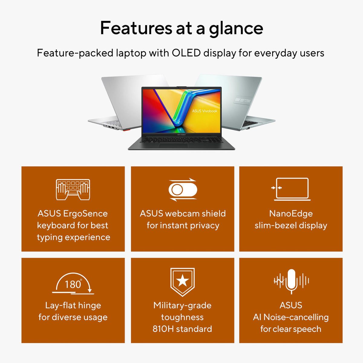ASUS Vivobook Go 15 OLED Laptop - 39.6 cm (15.6") - AMD Ryzen™ 5 7520U - 8 GB LPDDR5-SDRAM - 256 GB SSD - Wi-Fi 6E - Windows 11 Home in S mode - Silver