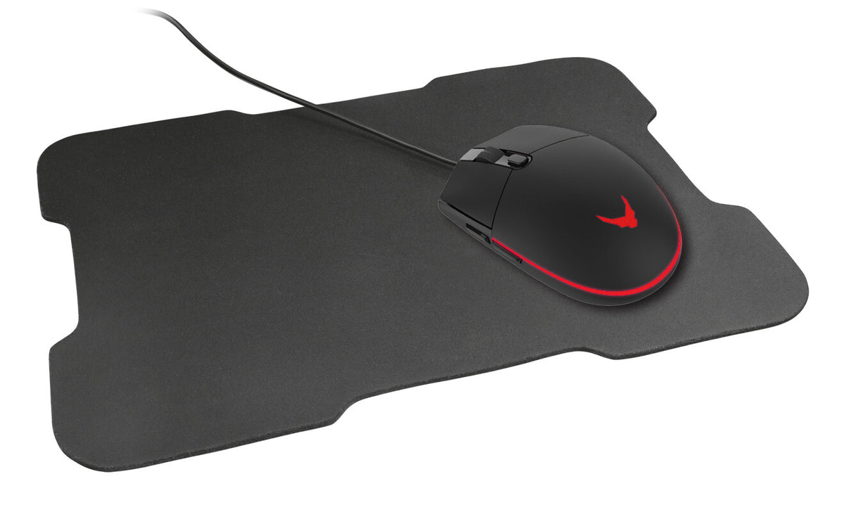 Varr VSETMPX5 Gaming Mouse and Mousepad Set - Wired USB-A Optical LED backlit Mouse in Black/Red - 3,200 DPI