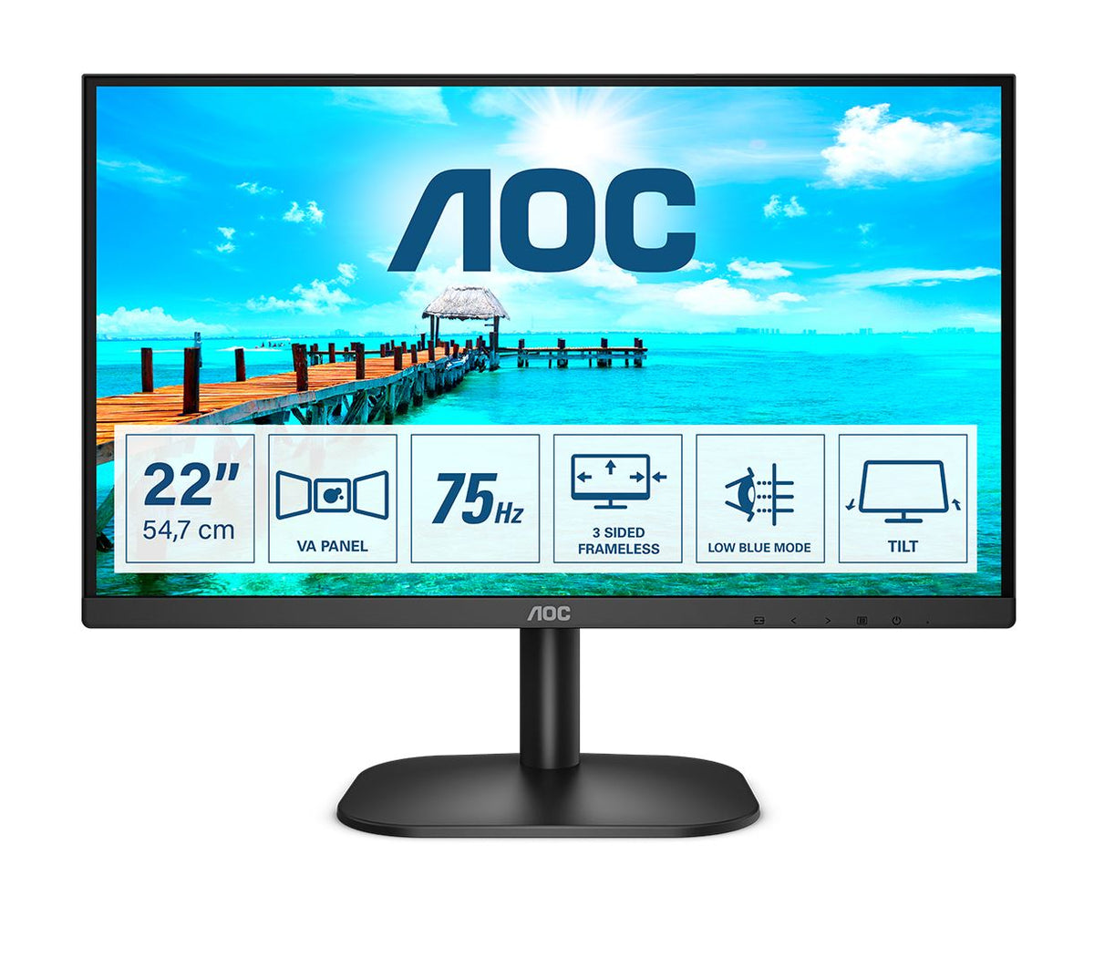 AOC B2 22B2DA LED display 54.6 cm (21.5") 1920 x 1080 pixels Full HD Black Monitor