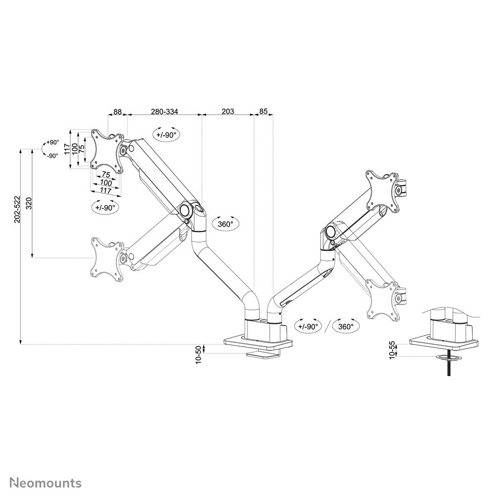 Neomounts DS70S-950BL2 - Desk monitor mount for 43.2 cm (17") to 88.9 cm (35")