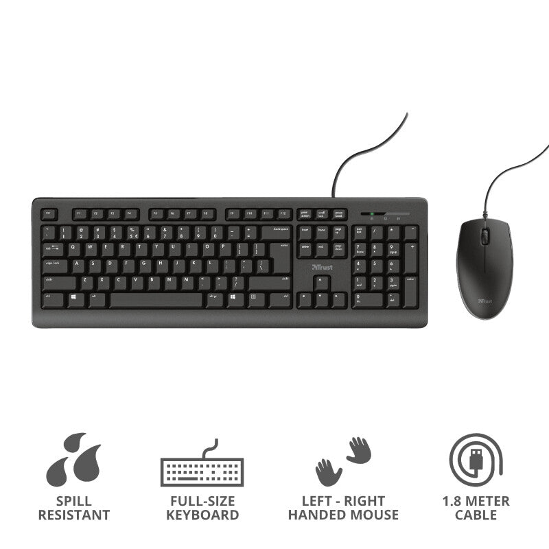 Trust Primo keyboard Mouse included USB QWERTY English Black