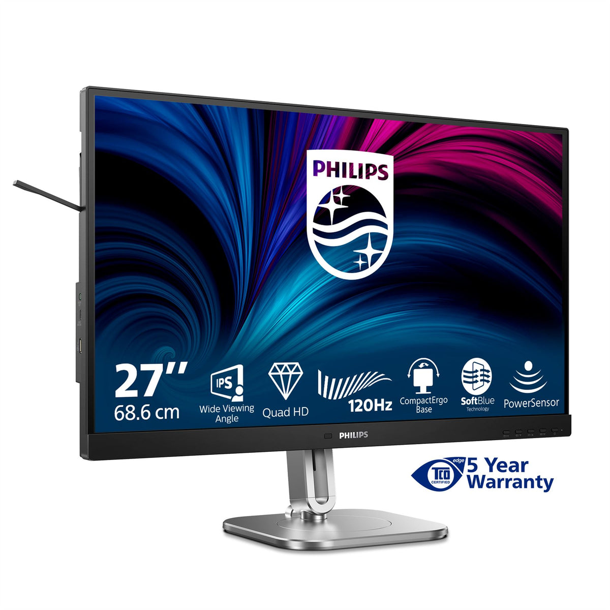 Philips 4000 series 27B2N4500/00 computer monitor 68.6 cm (27") 2560 x 1440 pixels Quad HD LCD Grey