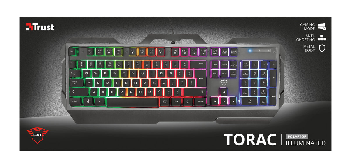 Trust GXT 856 Torac - USB Wired Membrane Keyboard in Black (QWERTY UK)