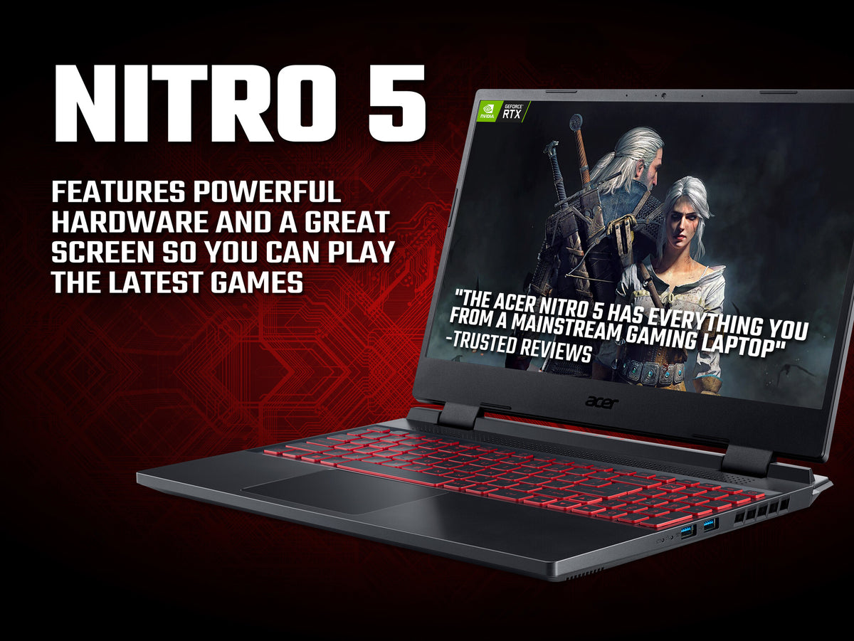 Acer Nitro 5 AN515-58 Gaming Laptop - 39.6 cm (15.6") - Intel® Core™ i5-12450H - 16 GB DDR5-SDRAM - 512 GB SSD - NVIDIA GeForce RTX 3050 - Wi-Fi 6 - Windows 11 - Black