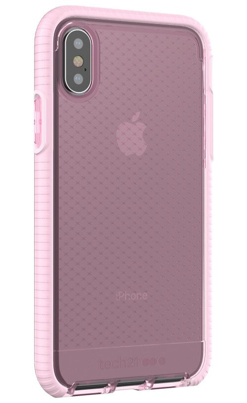 Tech21 Evo Check mobile phone case for iPhone X in Clear Pink