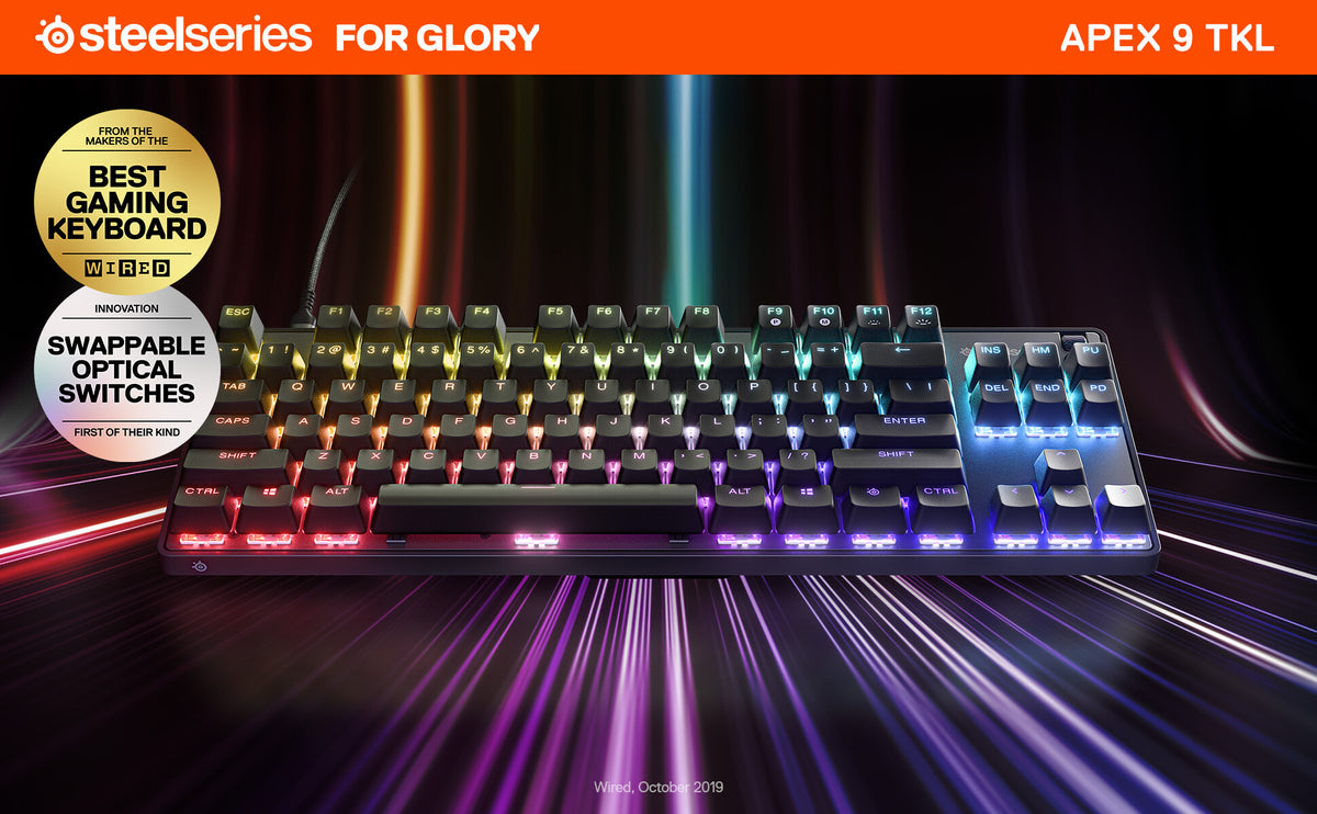 Steelseries Apex 9 TKL - USB Wired RGB Optical Keyboard in Black (QWERTY UK)