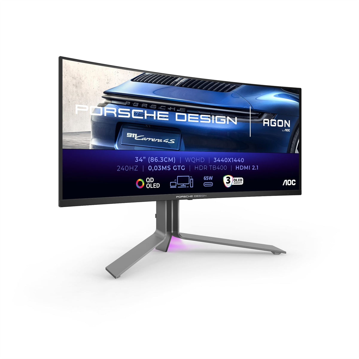 AOC Porsche PD34 - 86.4 cm (34") - 3440 x 1440 pixels WQHD QD-OLED Monitor
