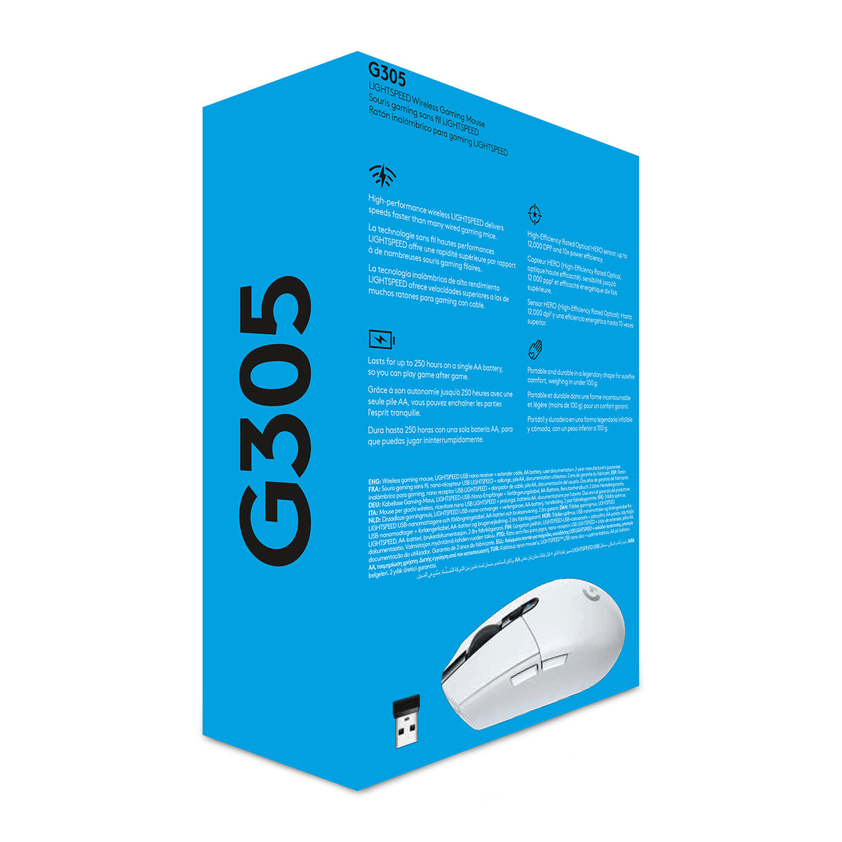 Logitech G - G305 LIGHTSPEED RF Wireless + Bluetooth Optical Gaming Mouse in White - 12,000 DPI