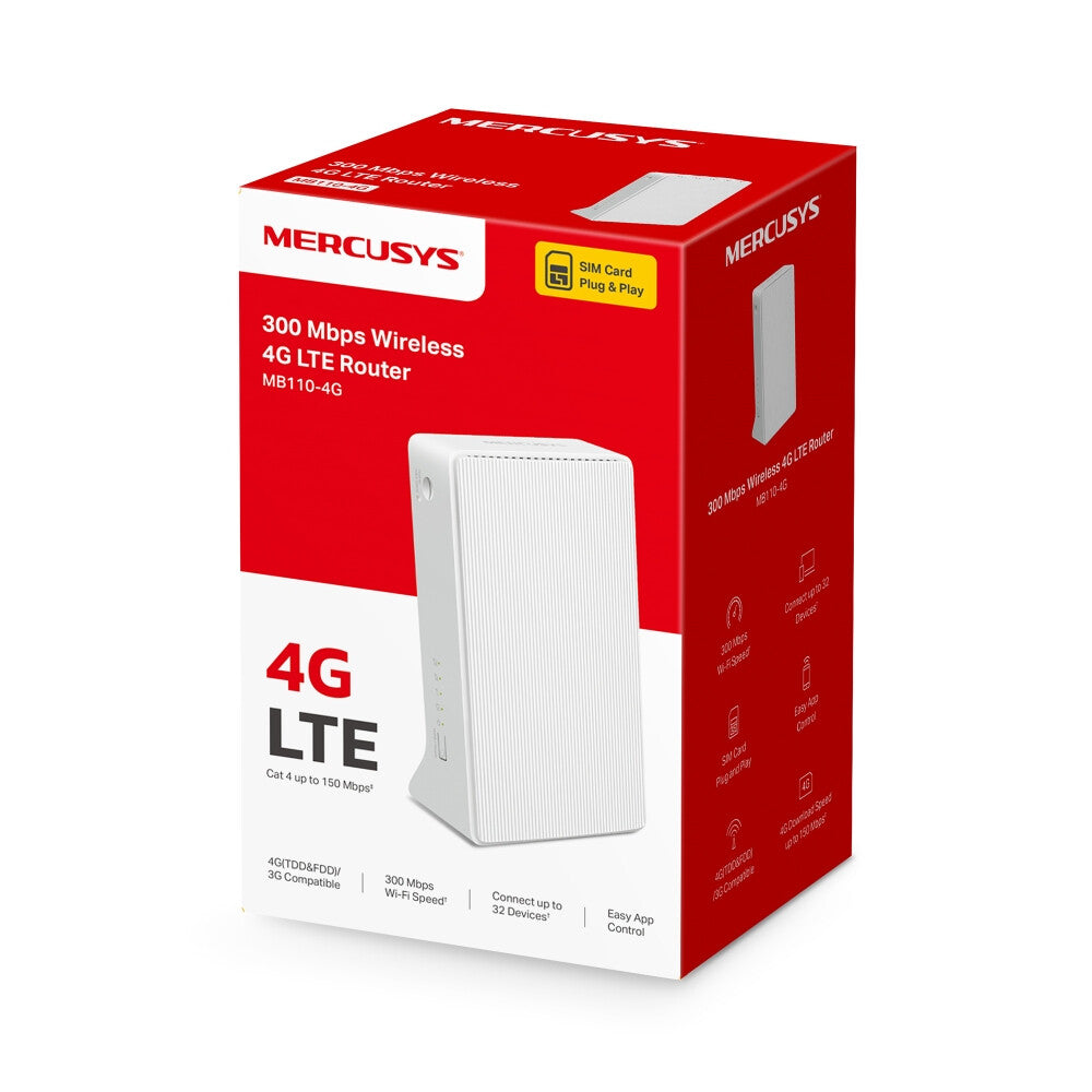 Mercusys MB110 - Fast Ethernet Single-Band (2.4 GHz) 4G wireless router in White