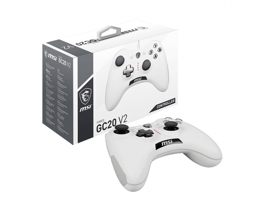 MSI FORCE GC20 V2 - Wired Gaming Controller for PC / Android in White
