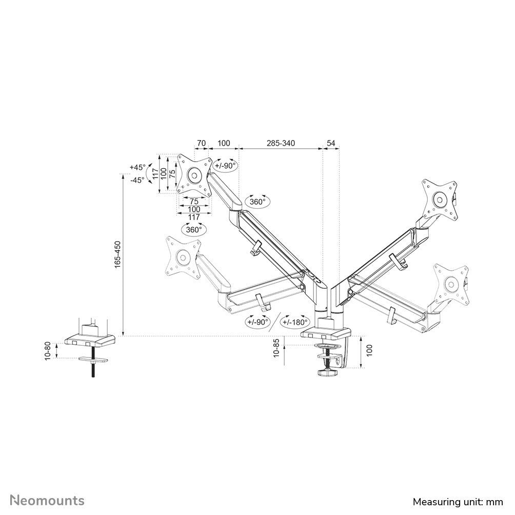 Neomounts DS70-810BL2 - Desk monitor mount for 43.2 cm (17") to 81.3 cm (32")