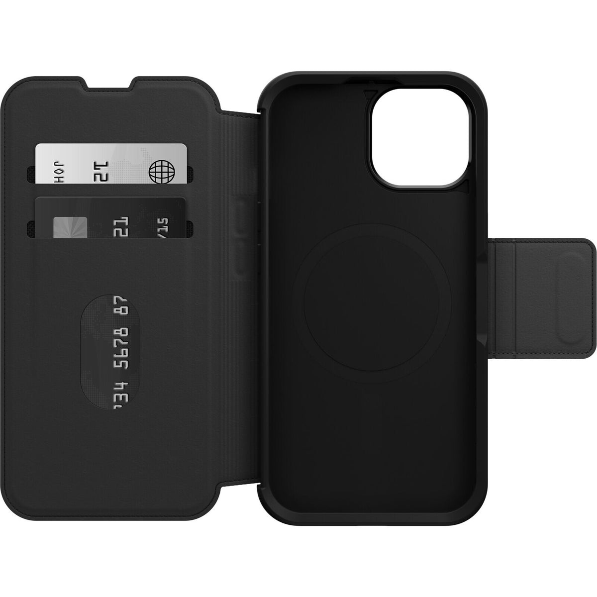 OtterBox Strada Series Folio with MagSafe for iPhone 15 in Shadow (Black)