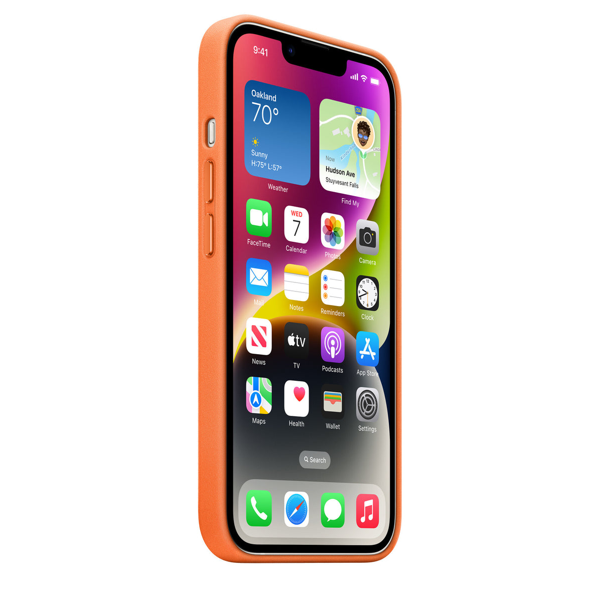Apple iPhone 14 Leather Case with MagSafe in Orange