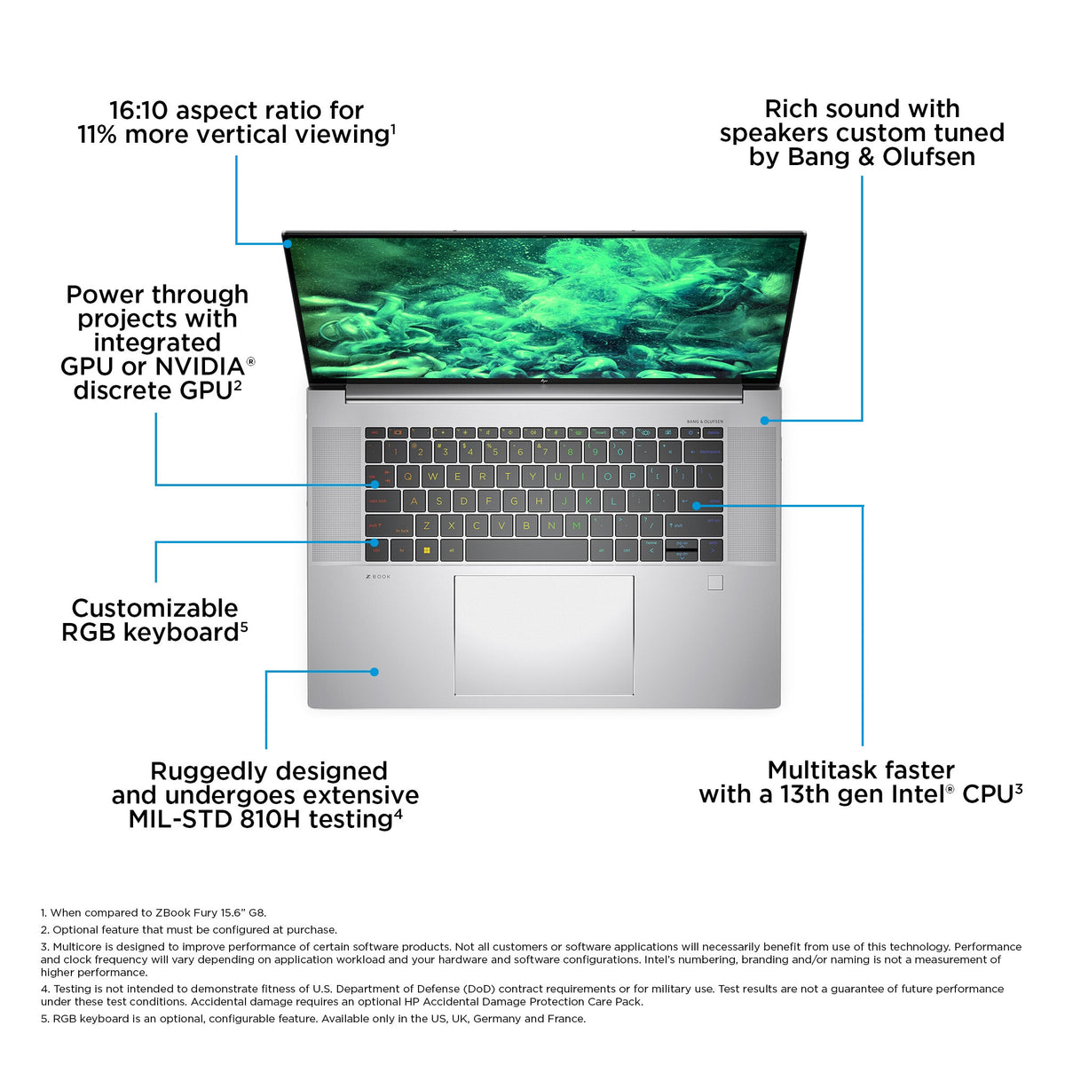 HP ZBook Studio 16 G10 Laptop - 40.6 cm (16") - Intel® Core™ i7-13700H - 32 GB DDR5-SDRAM - 1 TB SSD - NVIDIA RTX 2000 Ada - Wi-Fi 6E - Windows 11 Pro - Silver