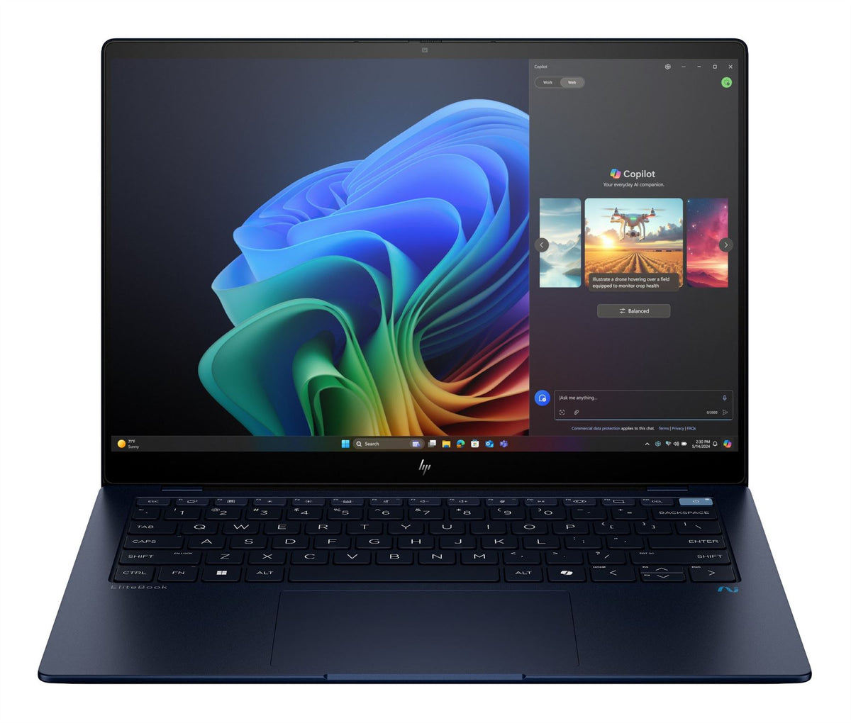 HP EliteBook Ultra G1q AI Laptop - 35.6 cm (14&quot;) - Touchscreen - Qualcomm Snapdragon X1E-78-100 - 16 GB LPDDR5x-SDRAM - 1 TB SSD - Wi-Fi 6E - Windows 11 Pro - Blue