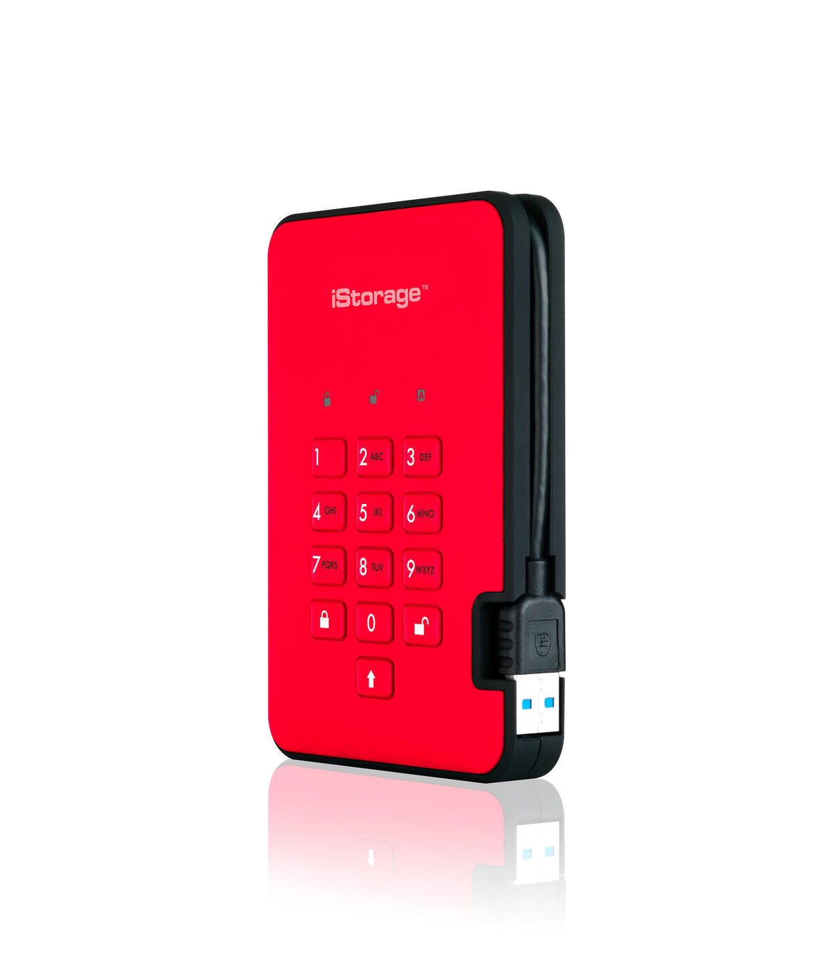 iStorage diskAshur2 - Secure Encrypted External hard drive in Red - 3 TB