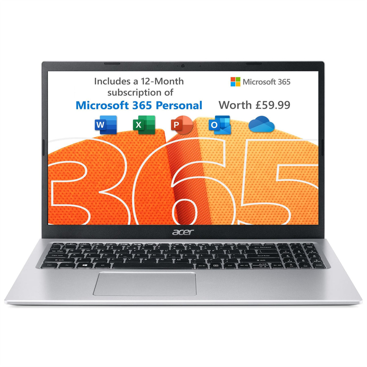 Acer Aspire 3 laptop (A315-35) - Intel Celeron, 4GB, 128GB SSD, 15.6&quot; HD display, Windows 11, 12 months Microsoft 365 included