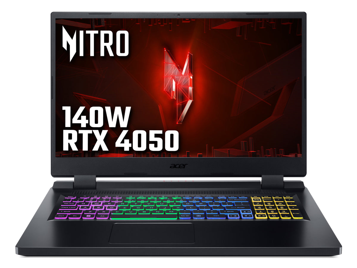 Acer Nitro 5 AN517-55 Gaming Laptop - 43.9 cm (17.3") - Intel Core i7-12650H - 16GB DDR4-SDRAM - 1TB SSD - NVIDIA GeForce RTX 4050 - Wi-Fi 6 - Windows 11 Home - Black