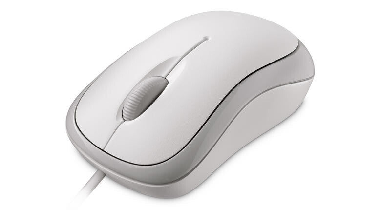 Microsoft Basic Optical USB Type-A Mouse in White for Business - 800 DPI