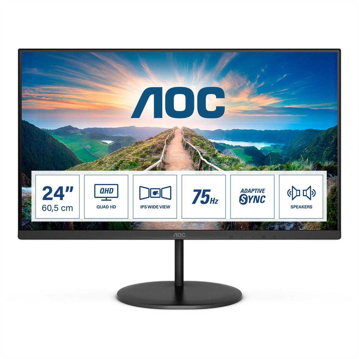AOC V4 Q24V4EA LED display 60.5 cm (23.8") 2560 x 1440 pixels 2K Ultra HD Black Monitor