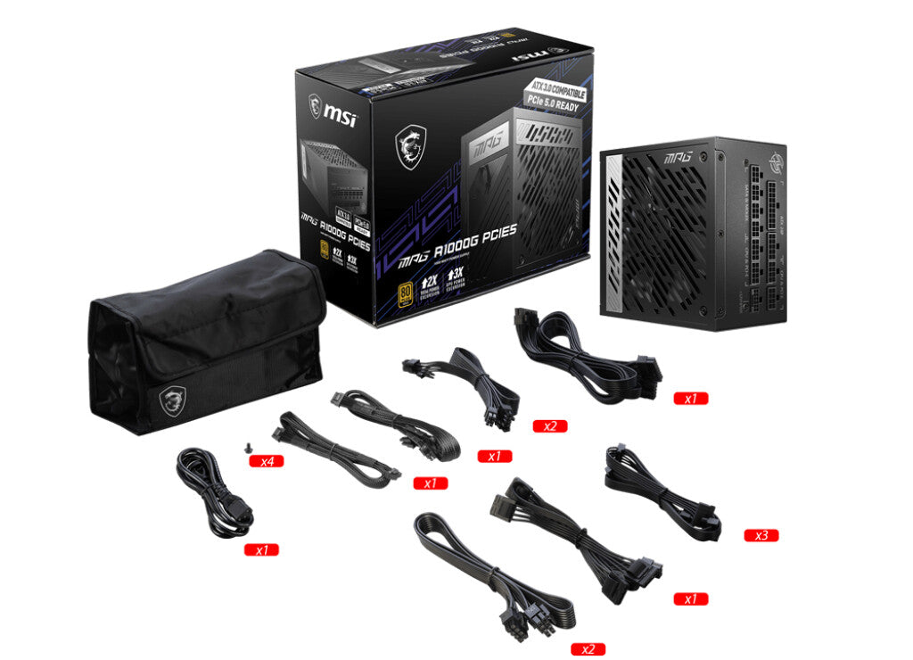MSI MPG A1000G PCIE5 - 1000W 80+ Gold Fully Modular Power Supply Unit