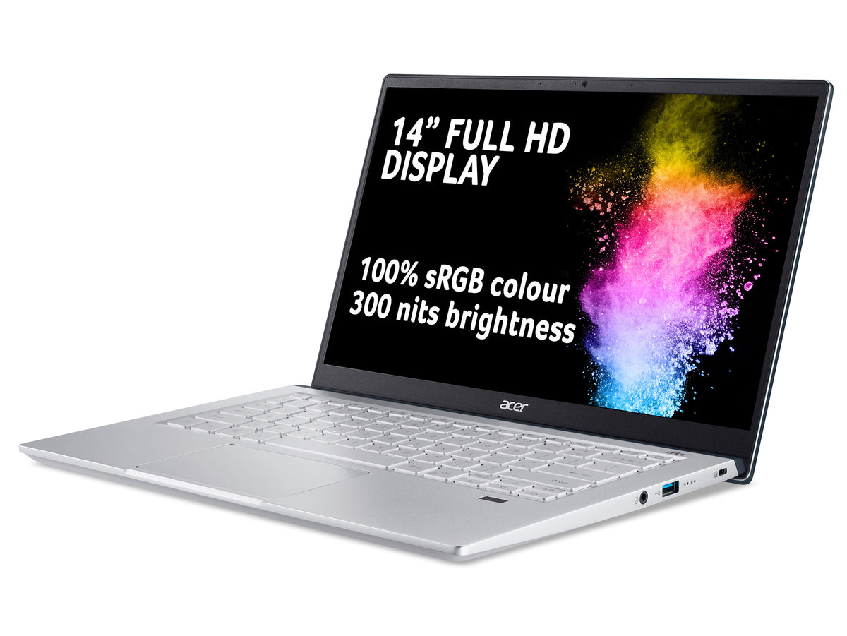 Acer Swift X Laptop - 35.6 cm (14") - AMD Ryzen 5 5600U - 8 GB LPDDR4x-SDRAM - 512 GB SSD - NVIDIA GeForce RTX 3050 - Wi-Fi 6 - Windows 11 Home - Blue / Silver