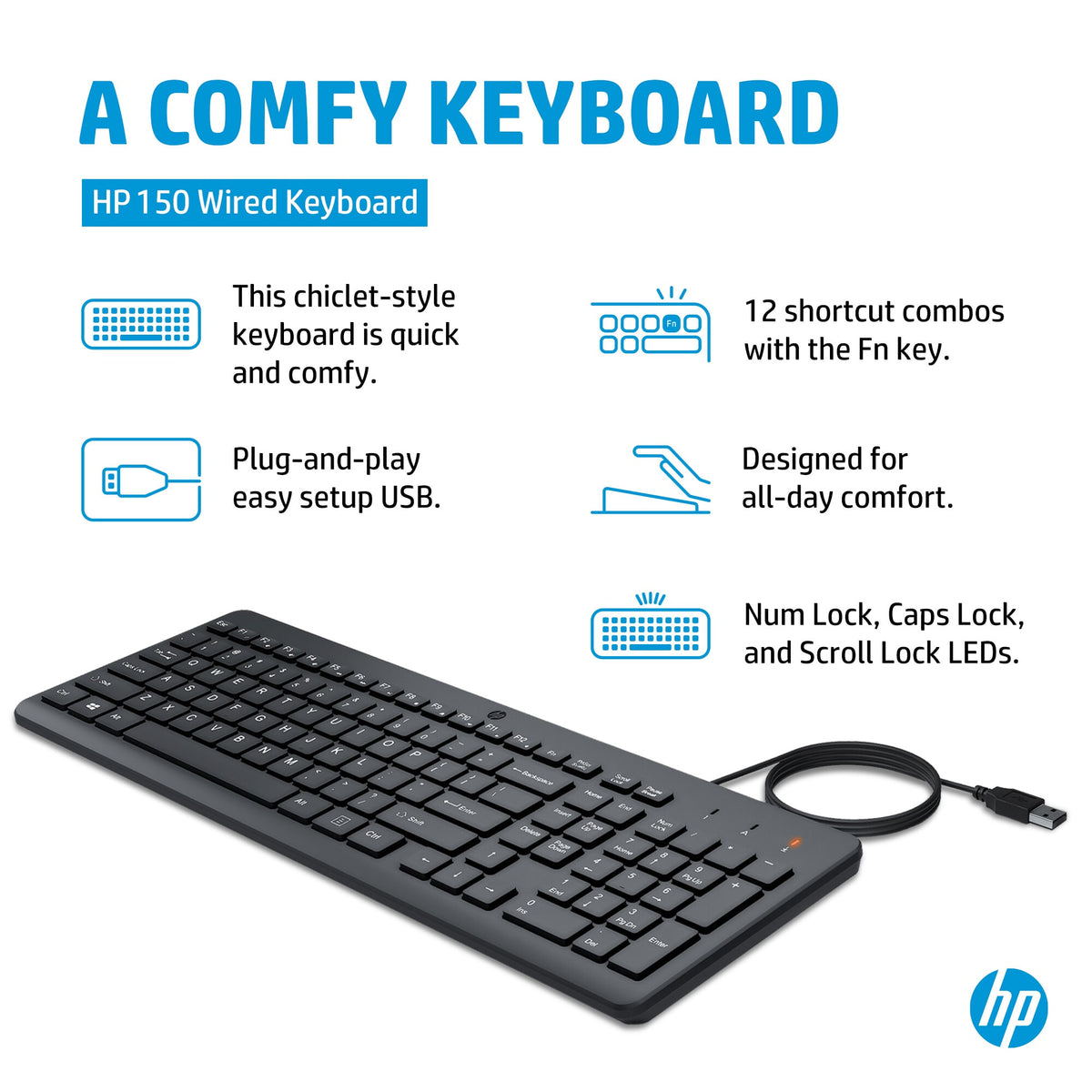 Hewlett Packard 150 - USB Wired Keyboard