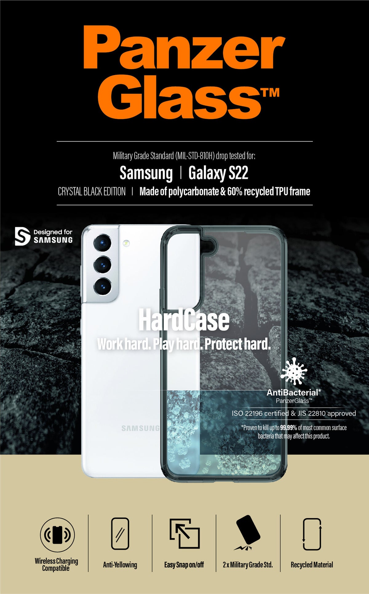 PanzerGlass ® HardCase for Galaxy S22 in Smokey Black