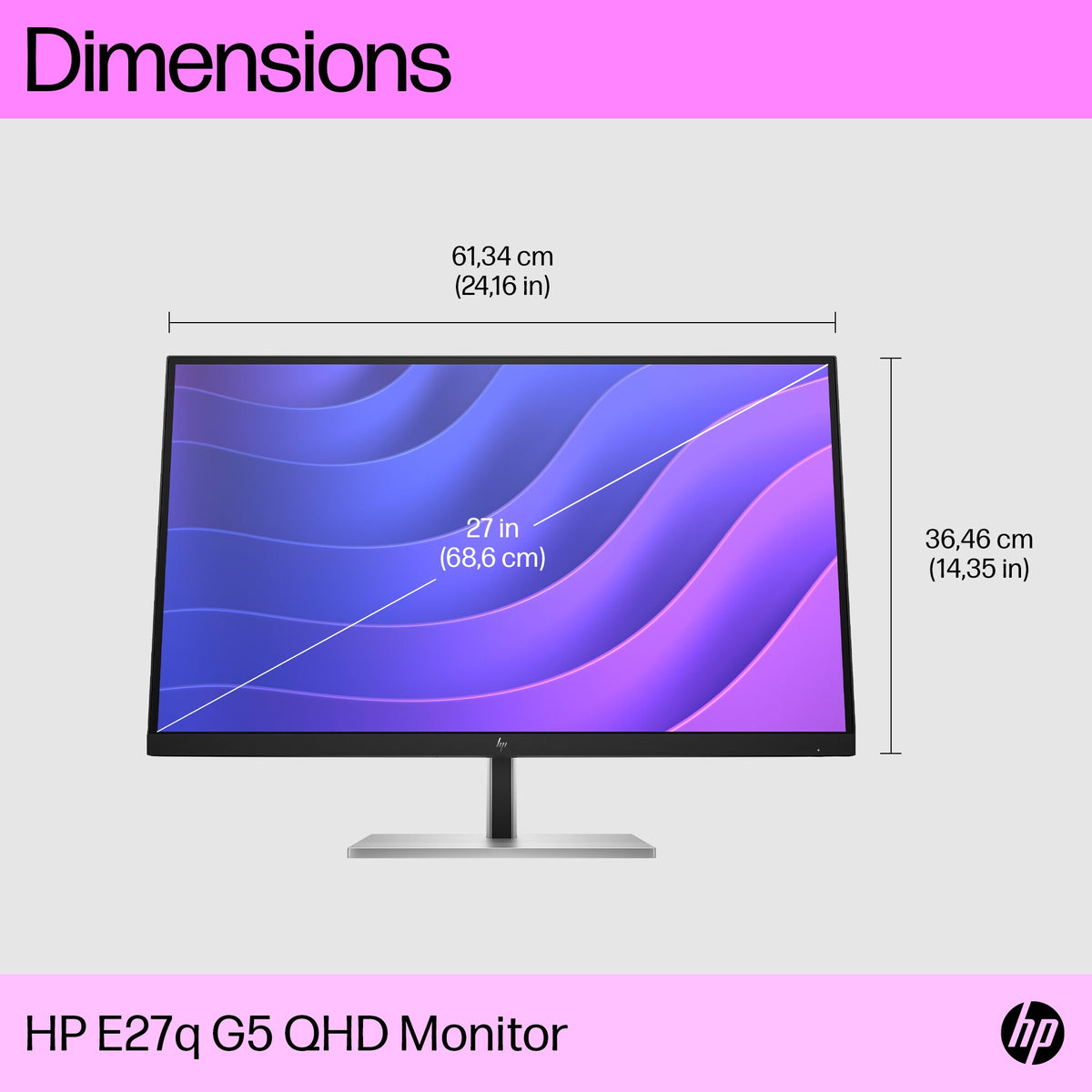 HP E27Q G5 - 68.6 cm (27") - 2560 x 1440 pixels Quad HD LCD Monitor