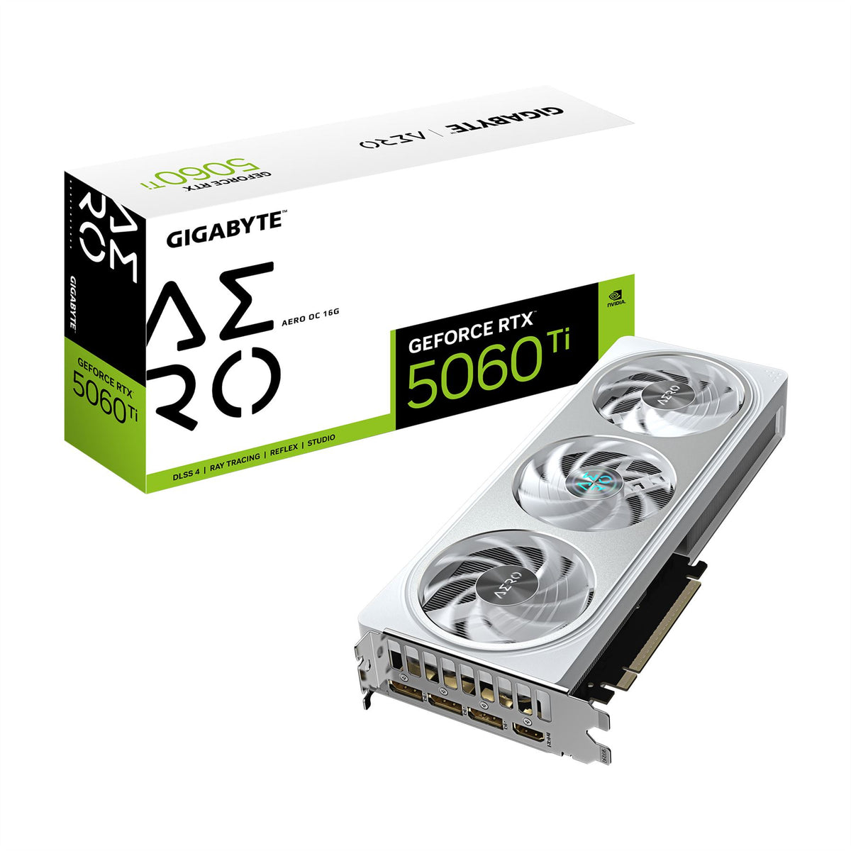 GIGABYTE GeForce RTX 5060 Ti AERO OC 16G Graphics Card - 16GB GDDR7, 128bit, PCI-E 5.0, 2647MHz Core Clock, 3 x DisplayPort, 1 x HDMI, GV-N506TAERO OC-16GD