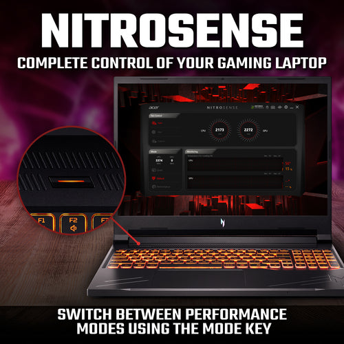Acer Nitro V 16 Gaming Laptop - 40.6 cm (16&quot;) - AMD Ryzen 7 8845HS - 16 GB DDR5-SDRAM - 512 GB SSD - NVIDIA GeForce RTX 3050 - Wi-Fi 6 - Windows 11 Home - Black