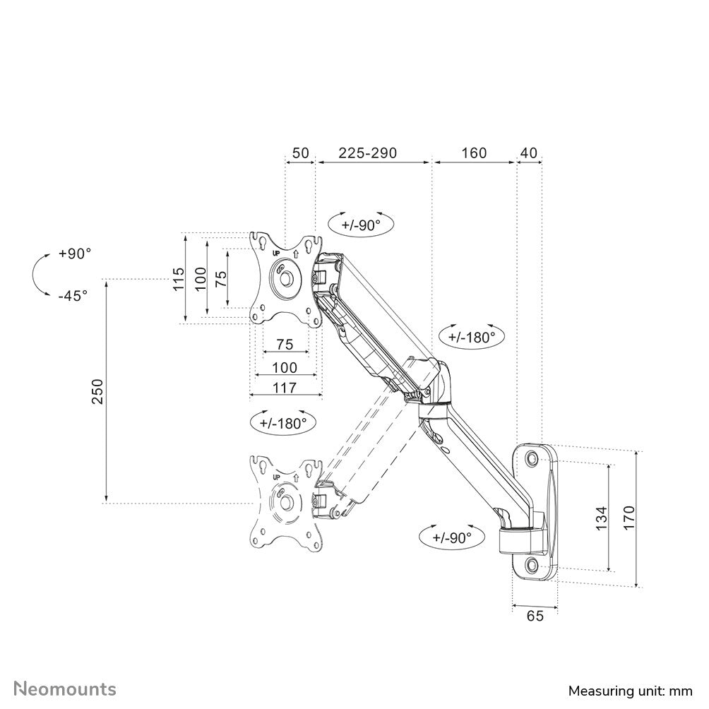 Neomounts WL70-450BL11 - Wall TV/monitor mount for 43.2 cm (17") to 81.3 cm (32")