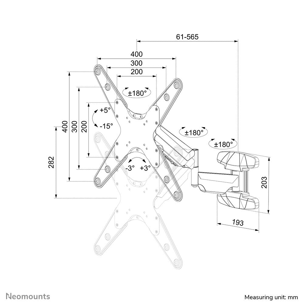 Neomounts WL70-550BL14 - Wall TV mount for 81.3 cm (32") to 139.7 cm (55")