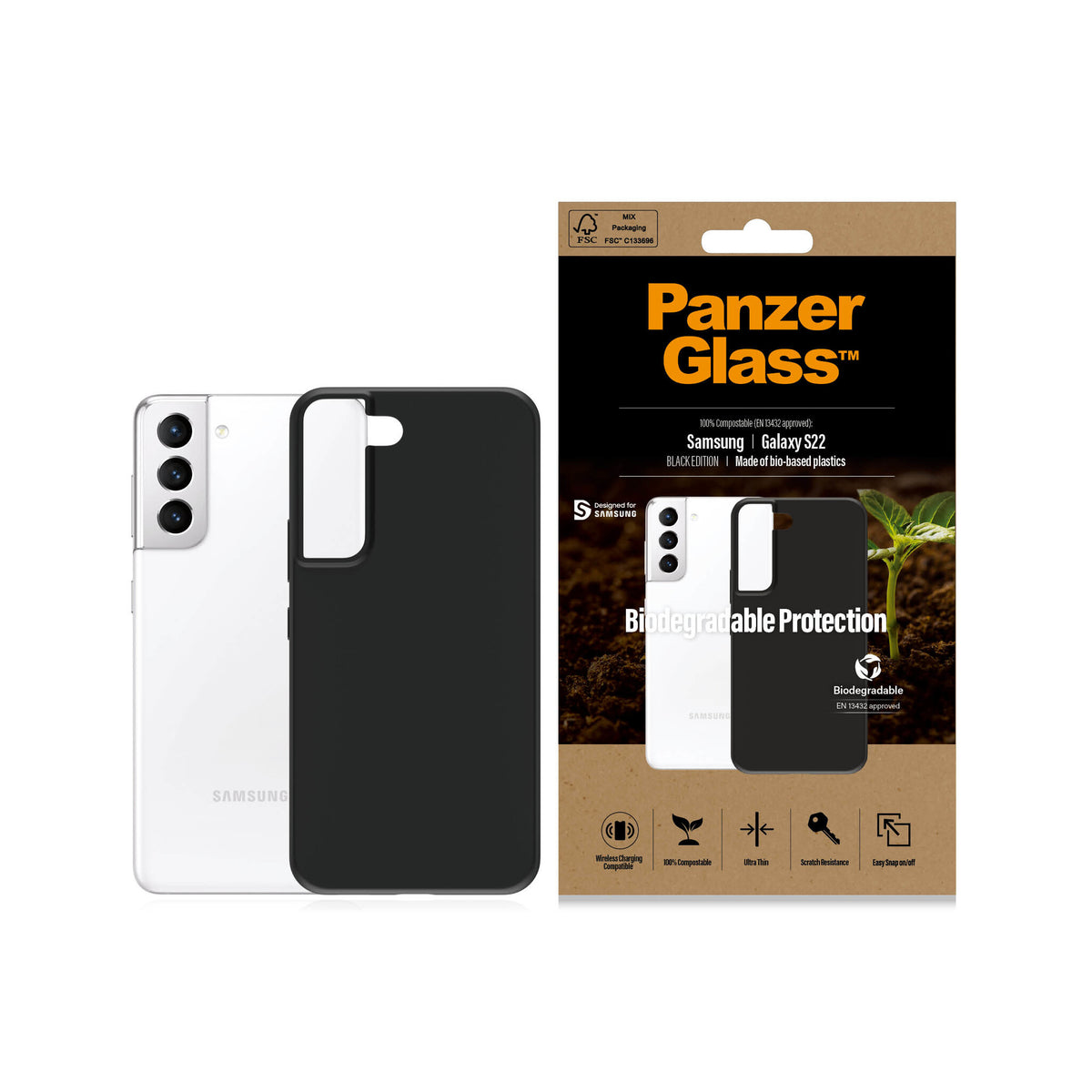 PanzerGlass ® Biodegradable Case for Galaxy S22 in Black